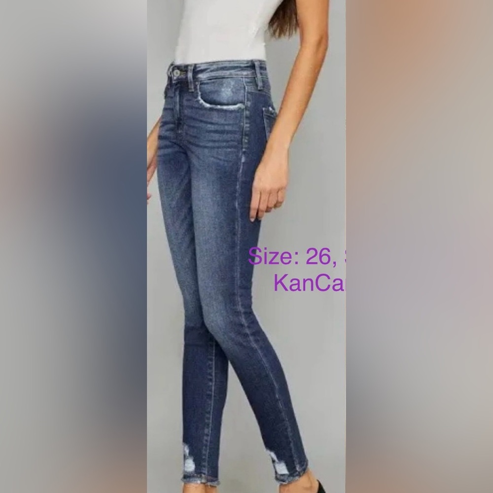 KanCan Women's Deep Indigo Straight Leg Jeans